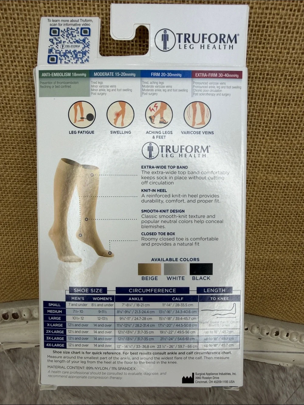 Truform Anti-Embolism Compression Stockings – Black